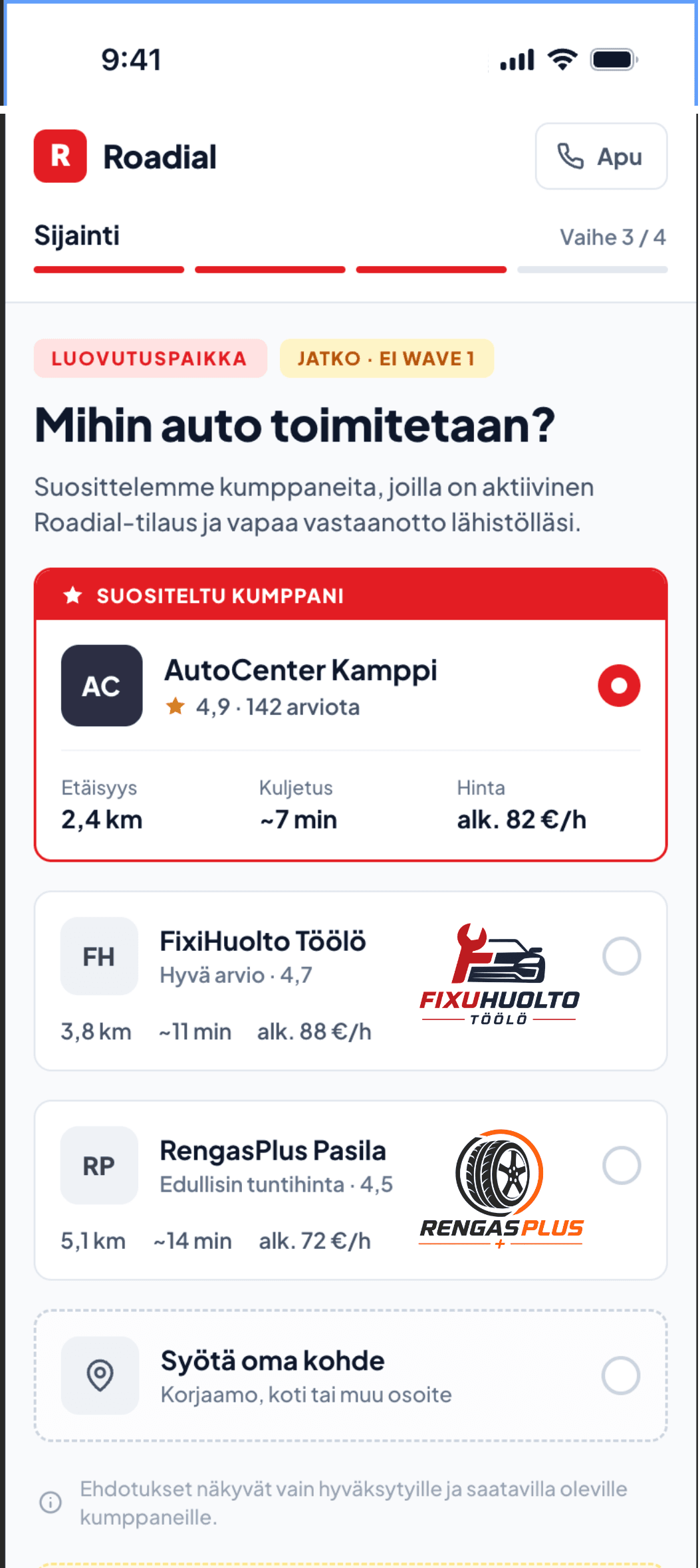 Mihin auto toimitetaan? - Suositeltu kumppani